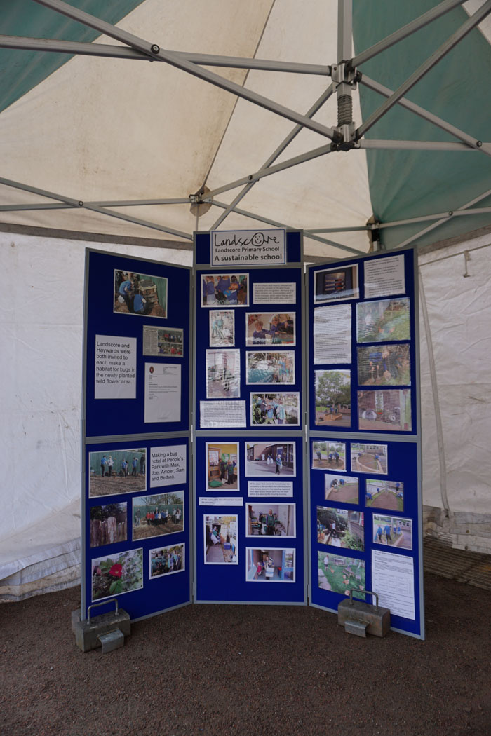 Photograph of display stands for Landscore Primary School