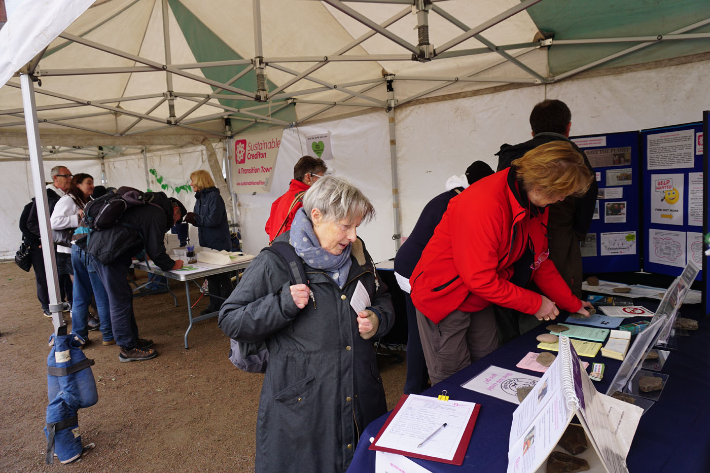 Photograph of people browsing the Sustainable Crediton stall