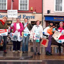 Photograph of Sustainable Crediton supporters protesting against plastic bags