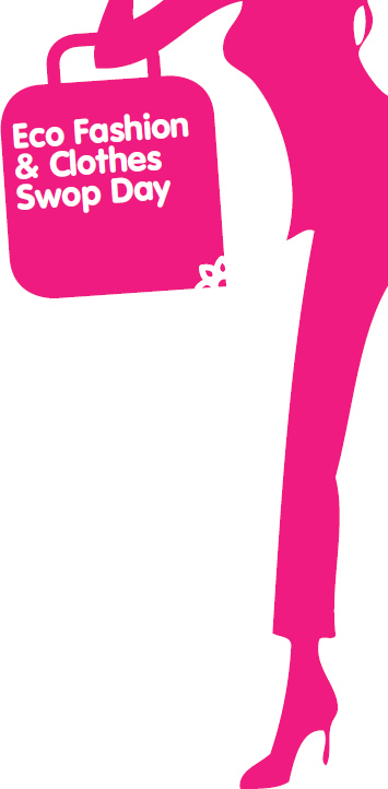 Pink silhouette of a woman with a shopping bag
