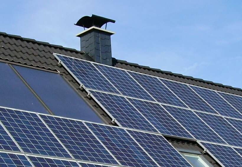 Photograph of photovoltaic panels on a roof
